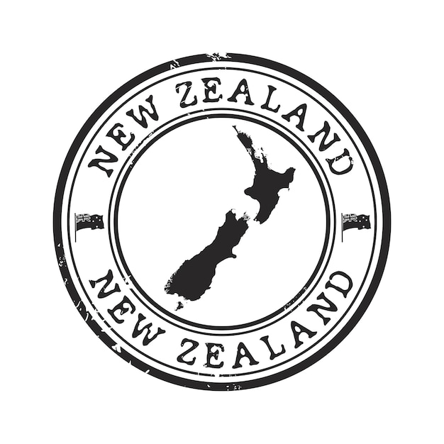 Vector new zealand round grunge rubber vector stamp with map