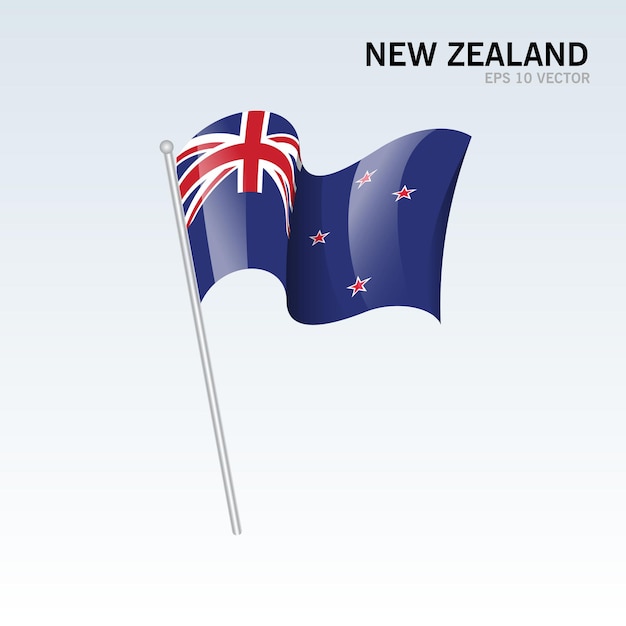 New Zealand waving flag isolated on gray