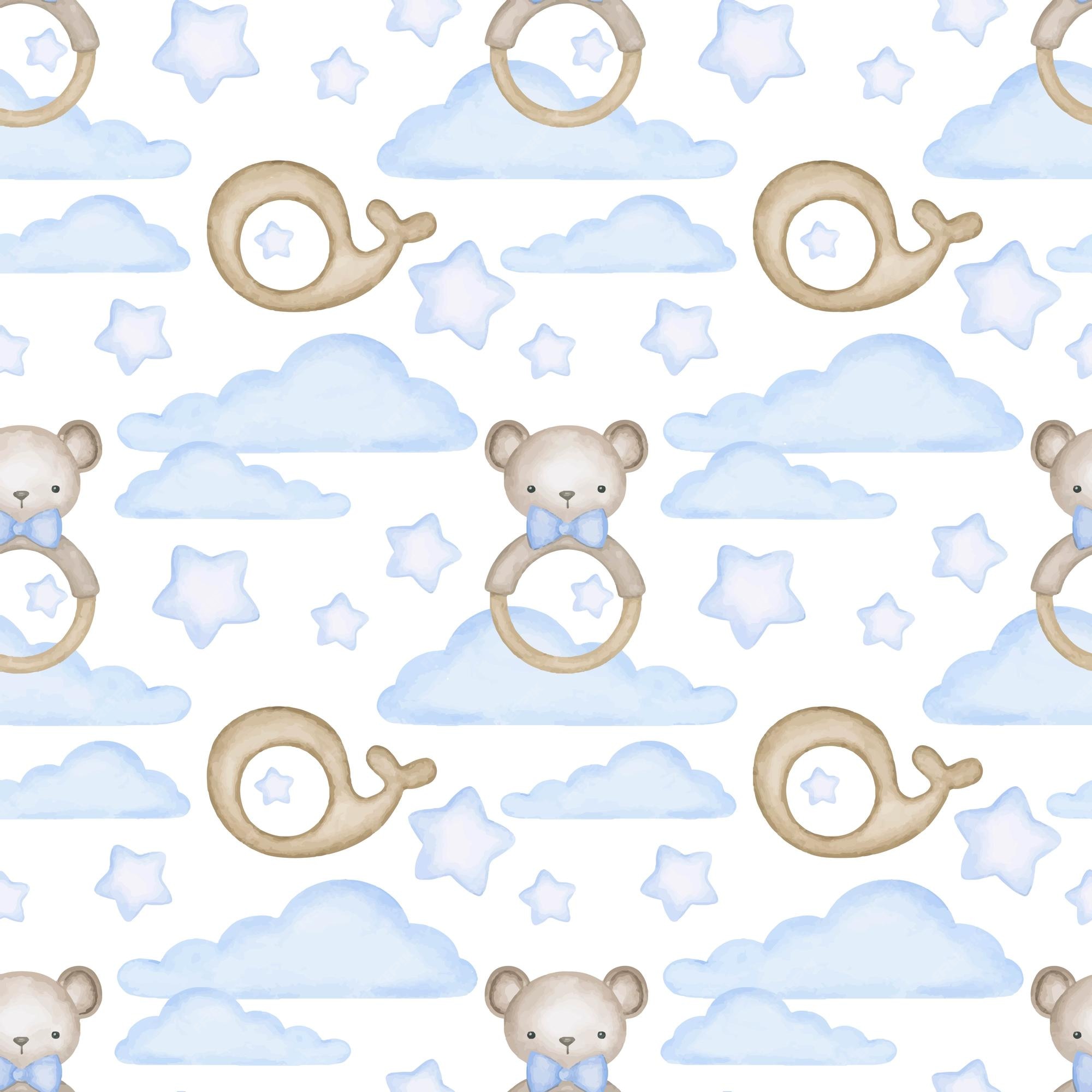 Premium Vector | Newborn baby boy blue clouds and toys background nursery boy child sky wallpaper seamless pattern Premium Vector | Newborn baby boy blue clouds and toys background nursery boy child sky wallpaper seamless pattern