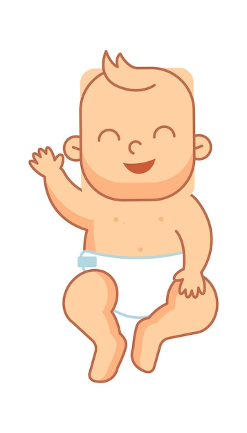 newborn baby boy in diaper vector illustration