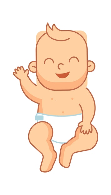 Vector newborn baby boy in diaper vector illustration