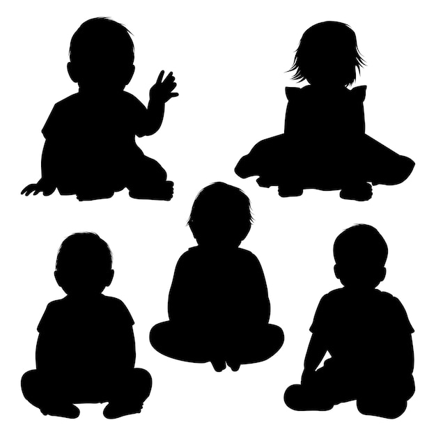 Silhouette di neonati o bambini silhouette vettoriali