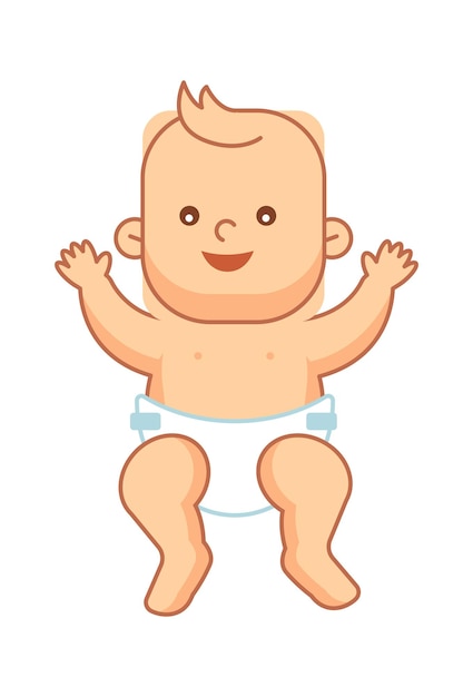 Vector newborn baby in diaper vector illustration