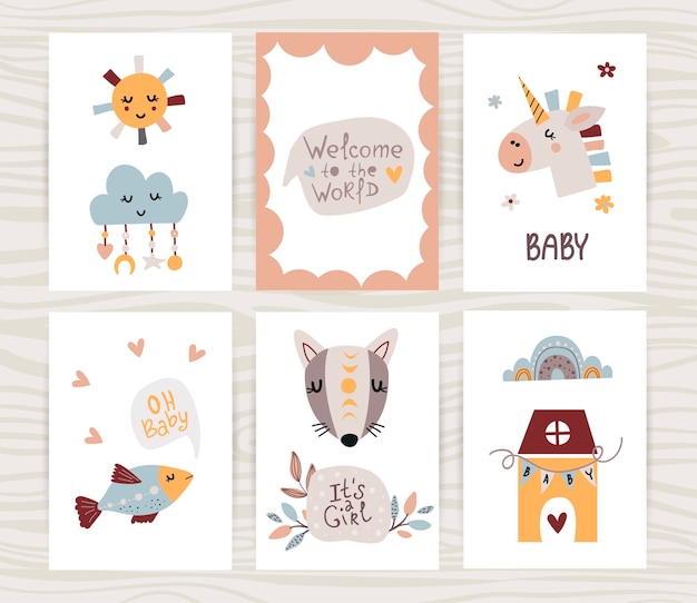 Newborn baby girl poster collection.