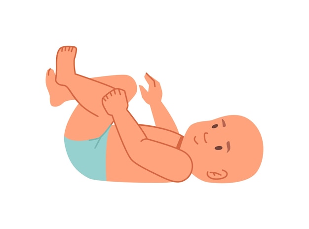 Vector newborn baby laying on back childcare