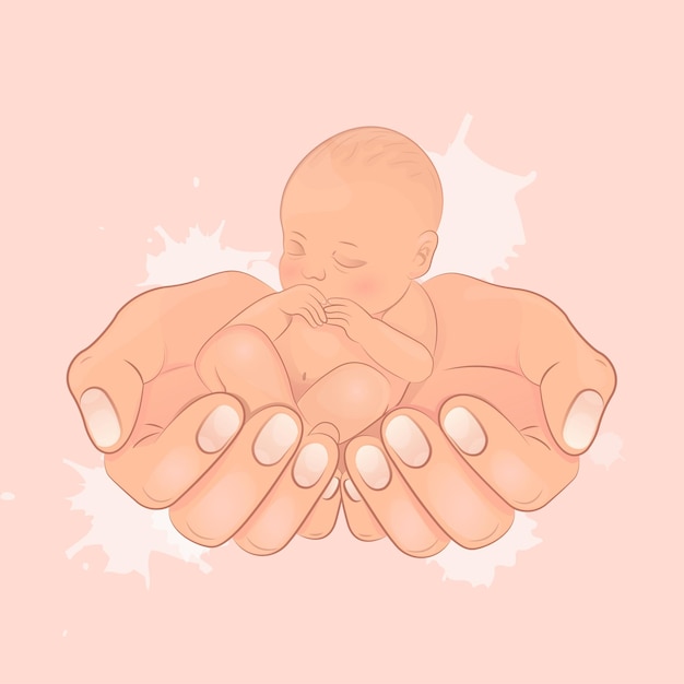 Vector newborn baby in mothers arms world prematurity day illustration