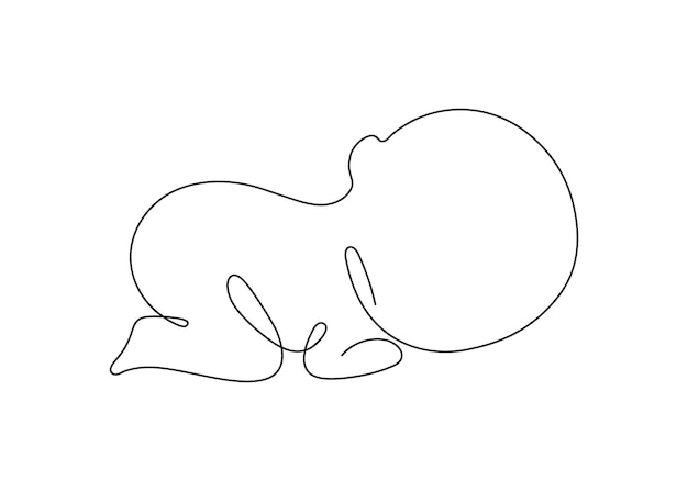 Newborn baby sleep one art line continuous drawing Silhouette cute sleeping child in single outline