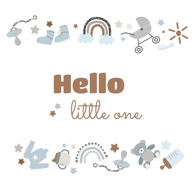 Vector newborn boy postcard