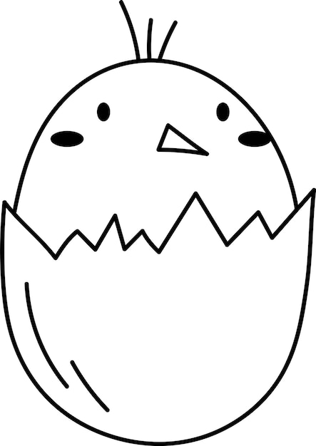 Vector newborn chick in egg doodle