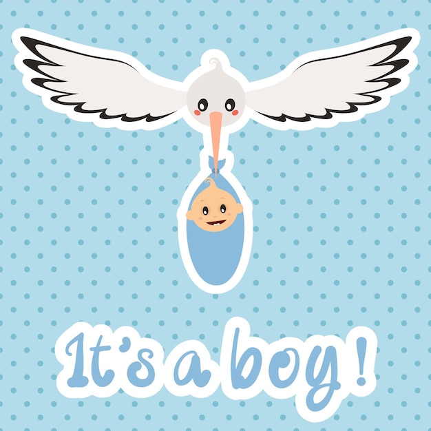 Vector newborn. it's a boy! vector card