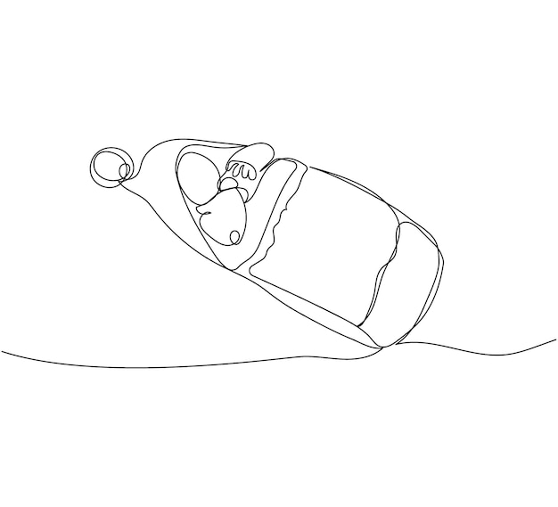 Newborn lies in a sleeping bag nest bag one line art Continuous line drawing childhood newborn son