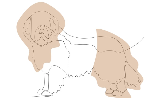 Штриховой рисунок собаки ньюфаундленда, вид слева