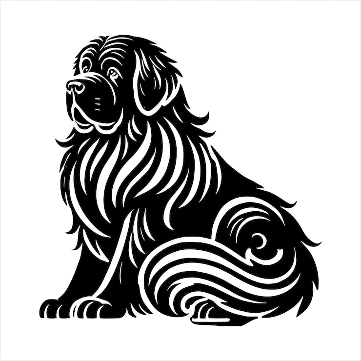 Вектор ньюфаундлендская сидячая собака дизайн svg