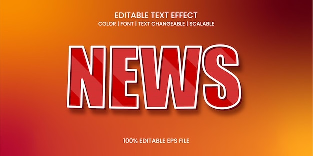 Vector news 3d editable text effect, design hot and braking news