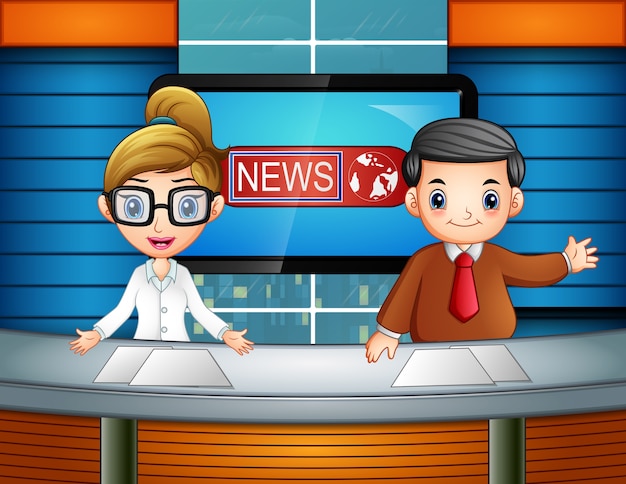Vector news anchor on television