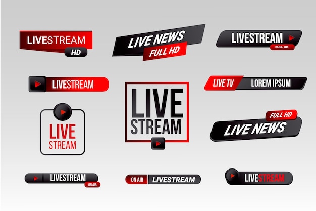 Vector news banners style live stream