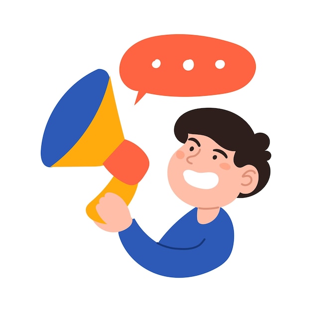 News concept Megaphone loudspeaker with voice recording or sirenMarketing time concept Communication or PR public relations manager to convey information Vector flatt illustration