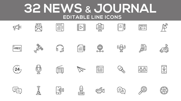 news and journalism line icons set 32 editable vector icons