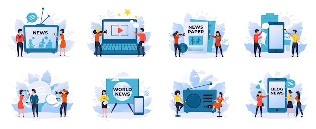 news and journalism. news reporters, talk show hosts cartoon characters, scenes