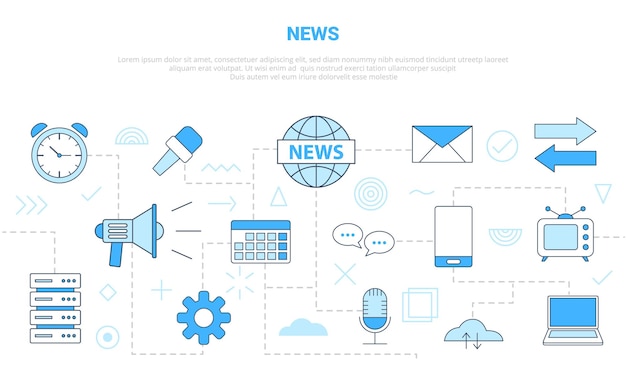 News media concept with icon set template banner