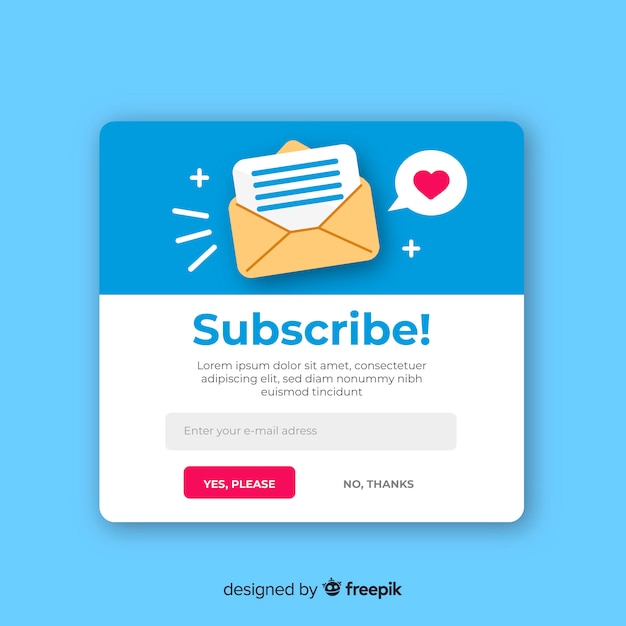 Newsletter form flat background