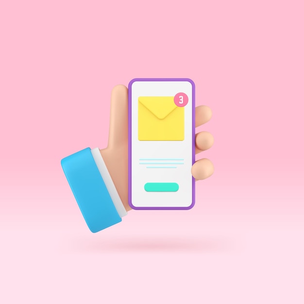 Newsletter incoming message email electronic mail notification smartphone application 3d icon vector