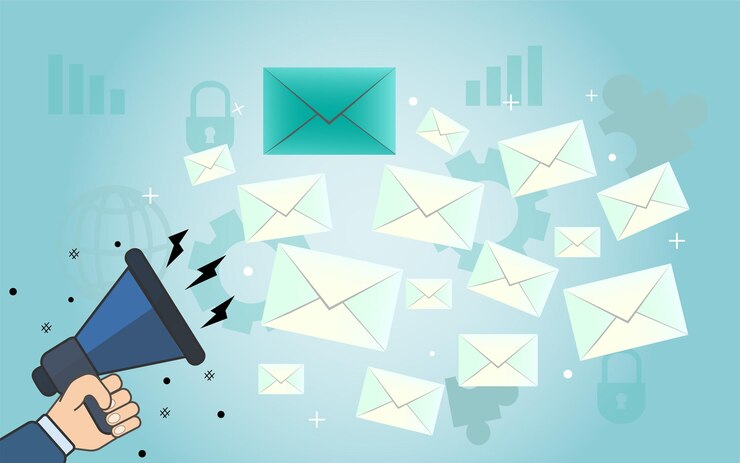 वेक्टर newsletter with megaphone background vector illustration