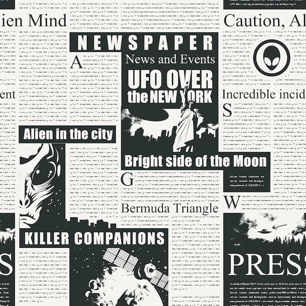 newspaper clippings seamless pattern