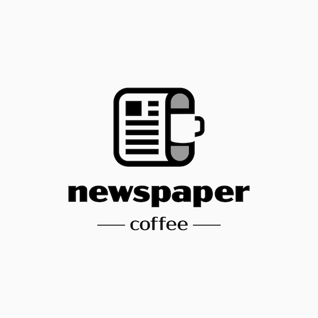 ベクトル 新聞コーヒーのロゴ