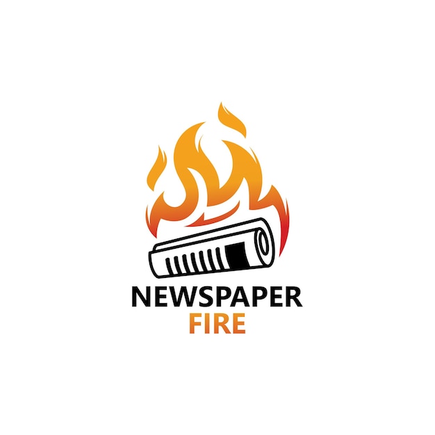 Newspaper fire logo template design