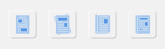 新聞のアイコンセット 雑誌のサインを平らに 雑誌のアイコンを平らに ドキュメントのシンボル
