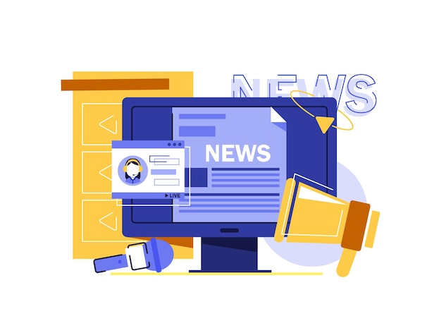 Giornali e analisi business news design piatto icona illustrazione vettoriale