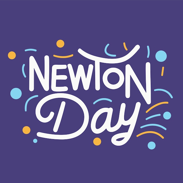 Newton Day text banner Handwriting text Newton Day Square holiday banner Hand drawn vector art