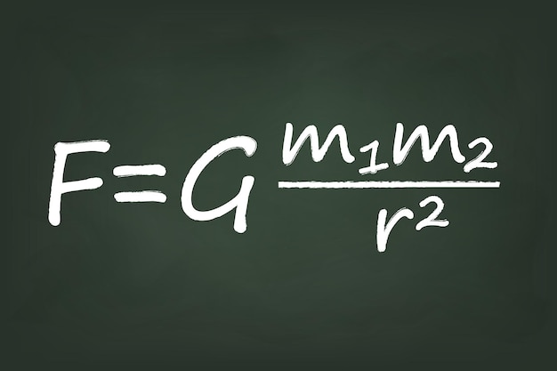 ベクトル チョークボードに書かれたニュートンの宇宙重力法則の式