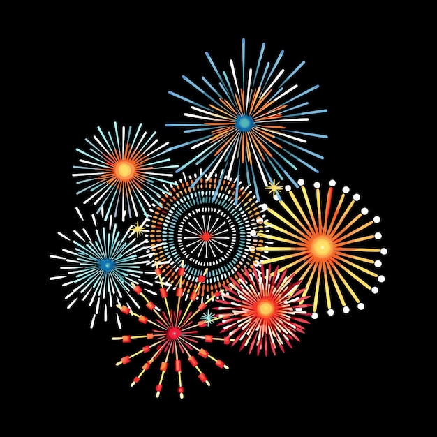 Illustrazione artistica vettoriale di fuochi d'artificio di capodanno