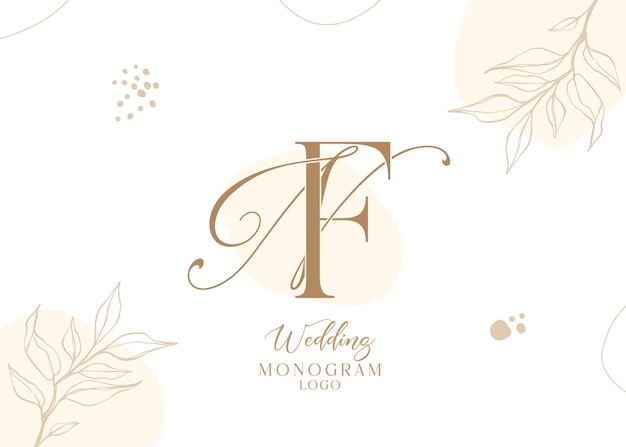nf nf wedding monogram logo for a wedding ceremony with flowers and leaves