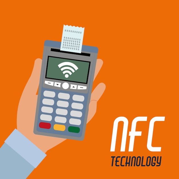 Nfc dataphone met ontvangst en wifi-verbinding