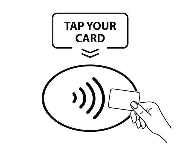 Pagamento nfc. icona di pagamento senza contatto. segno di paga wireless nfc senza contatto. toccare per pagare il concetto - segno di vettore.