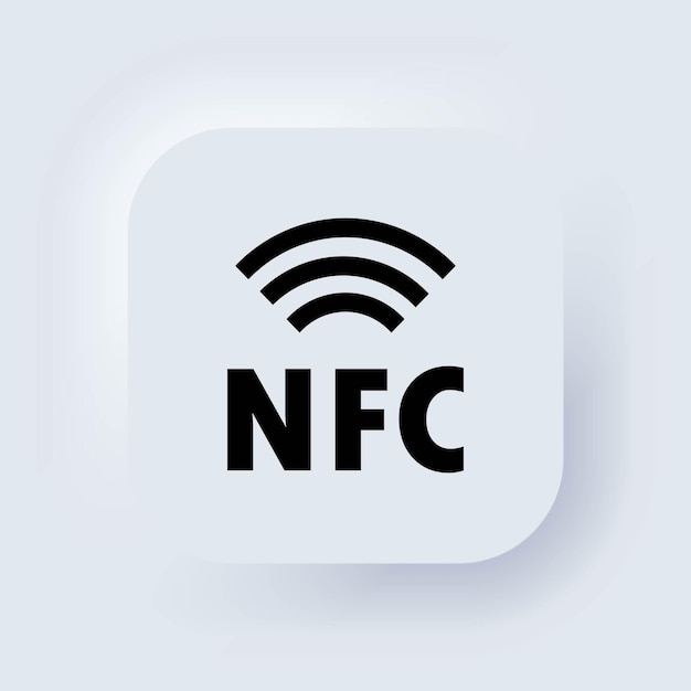 Nfc-pictogram. pictogram voor contactloos betalen. draadloos betalen. kredietkaart. neumorphic ui ux witte gebruikersinterface webknop. neumorfisme. vector illustratie