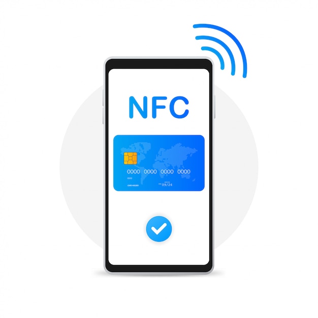 벡터 평면 스타일에 nfc 스마트 폰 개념 아이콘입니다.