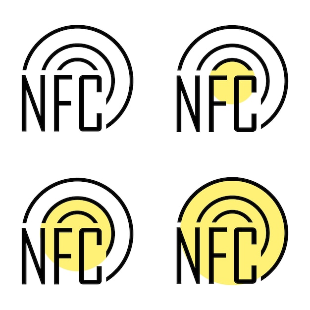 Nfcベクトルアイコン、スマート支払いシンボル。 Webまたはモバイルアプリ向けのシンプルでフラットなデザイン。