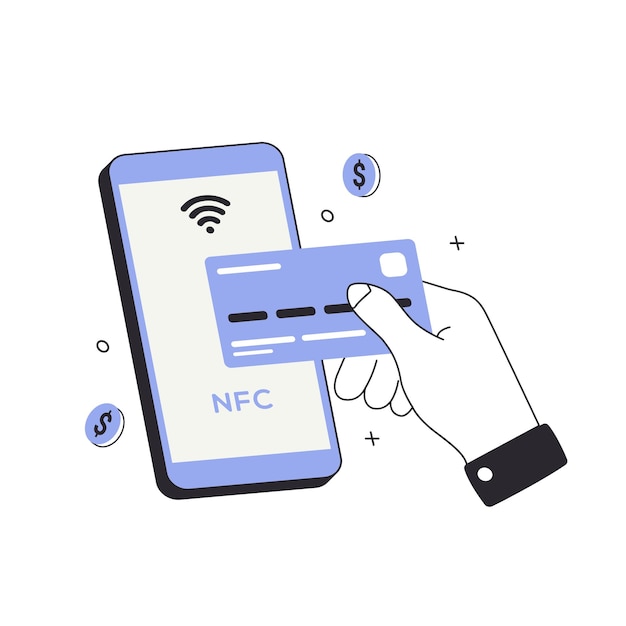 Вектор Технология беспроводных платежей nfc бесконтактная платежная карта быстрая платеж