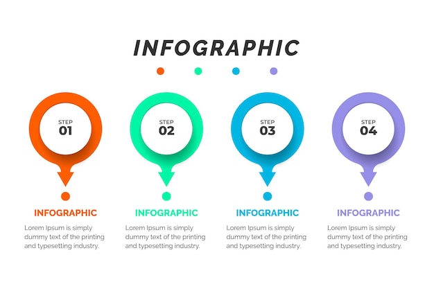 Nfografische ontwerpsjabloon met 4 opties of stappen