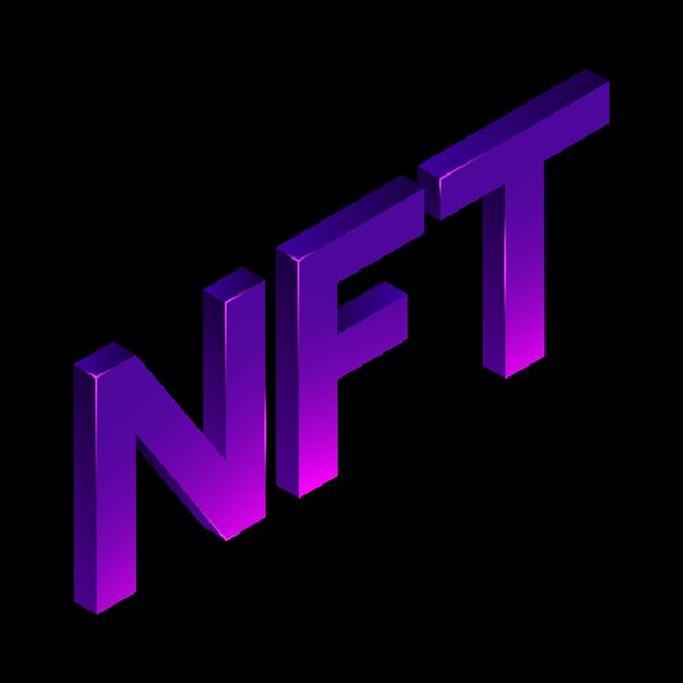 Логотип NFT 3D Изолированный графический элемент на черном фоне