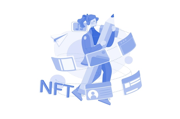 NFT アーティスト 白い背景のイラストコンセプト