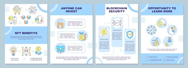 Вектор Синий шаблон брошюры о преимуществах nft