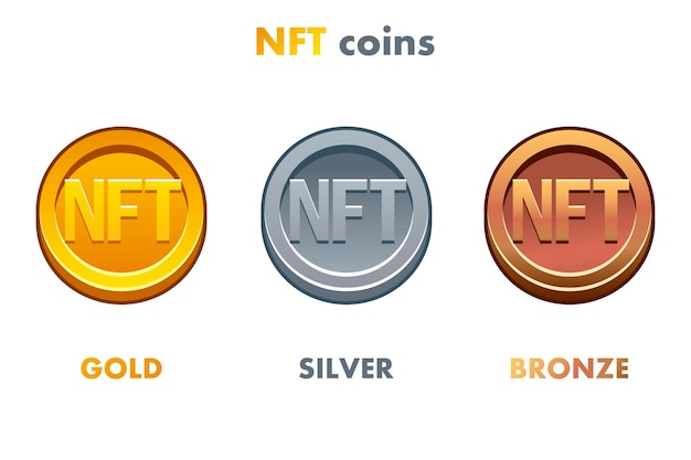 다양한 금속의 Nft 코인 금화 및 동화 암호화폐 Nfttoken 미래의 인터넷 통화