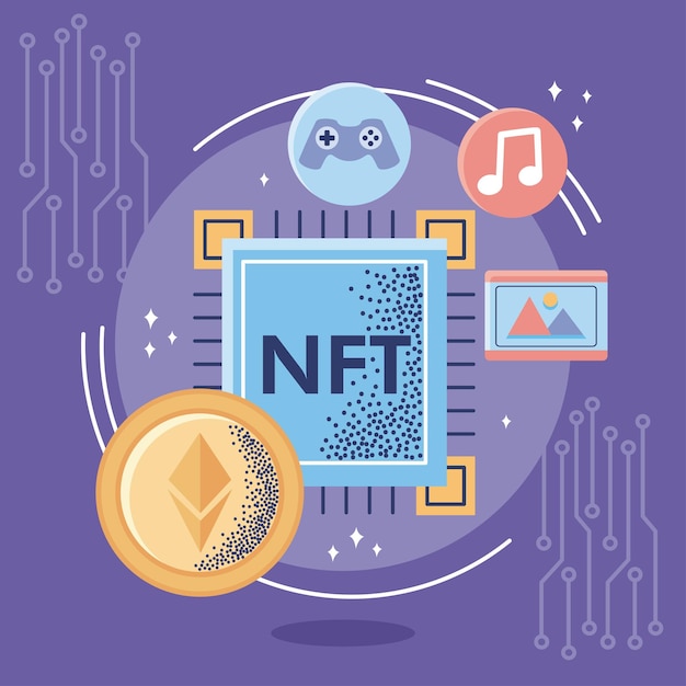 Premium Vector | Nft digital tech icons