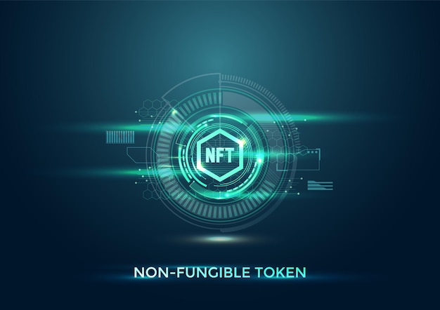 NFTの未来的なデジタル背景。暗号通貨の概念。