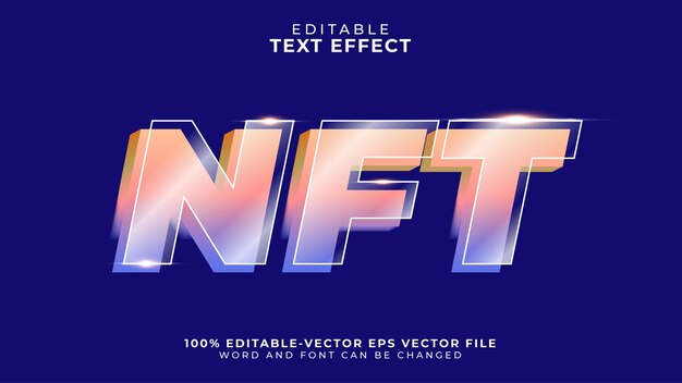 ガラススタイルのNFT未来技術編集可能なテキスト効果